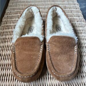 UGG Brown Suede Shearling Slippers